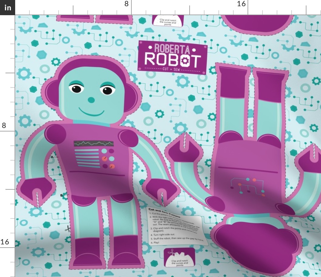 Roberta Robot Cut and Sew Plushie Pillow Project