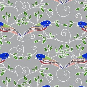 Painted Bunting Love / Grey w/ white lines 