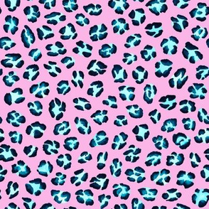 Blue leopard pattern. Pink background