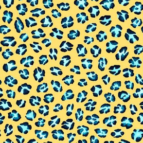 Blue leopard pattern. Yellow background