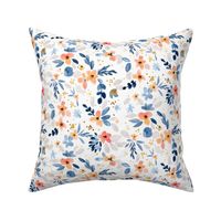 Fawn Floral blue peach white