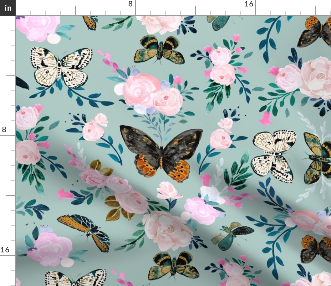 Butterfly Floral-blue