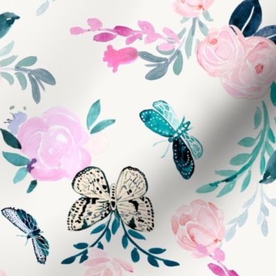 Butterfly Floral white