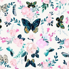 Butterfly Floral white