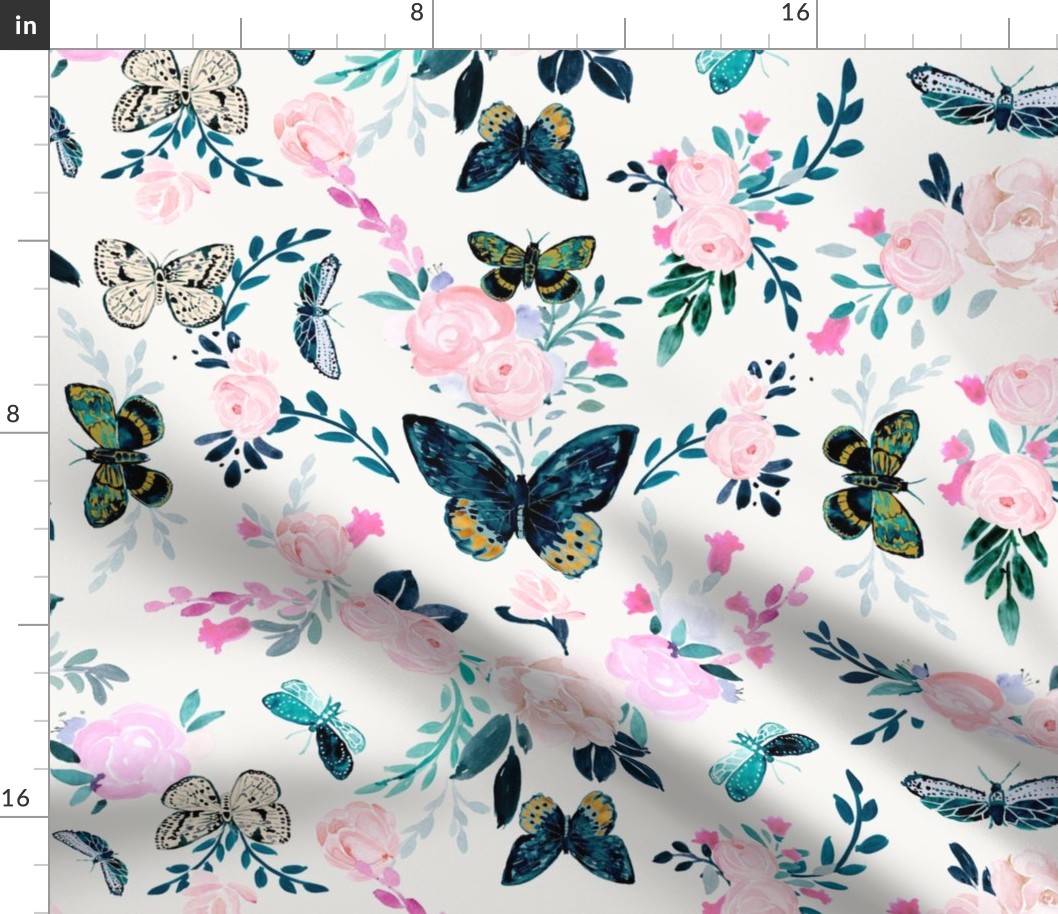 Butterfly Floral white