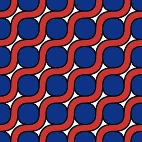 Circles in Swirls Wave in Red White and Blue 