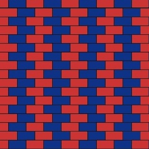 Stacking Bricks Subway Tiles in Blue and Red Patriotic America