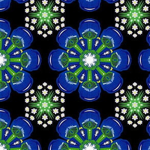 Blue Mixed Floral Tile