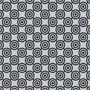 Silver and Black Small Scale Bullseye Polka Dot