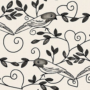 Painted Bunting Love / Natural linen & gray/ black 