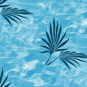 palm leaf on water - large - painting effect