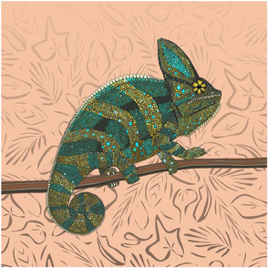 veiled chameleon peach 18 inch panel