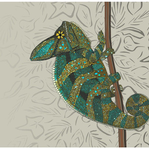 veiled chameleon stone tea towel