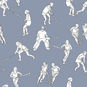 Small Scale Field Hockey on Gray Blue