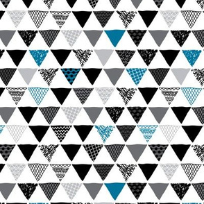 Geometric tribal aztec triangle denim blue modern patterns SMALL