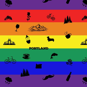 Portland Icons on a Rainbow