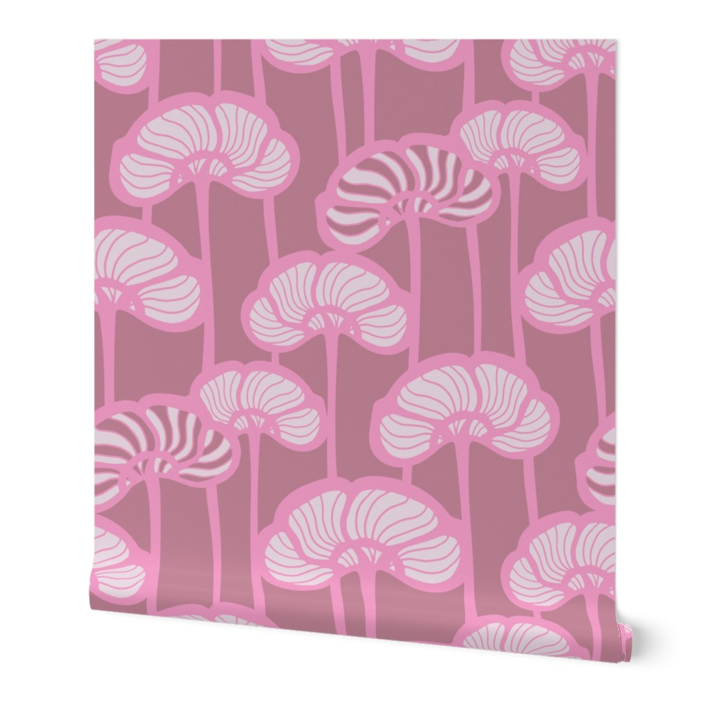 Spring Poppies Fresh Garden Striped Floral Botanical in Dusky Pink White on Mauve - UnBlink Studio by Jackie Tahara