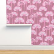 Spring Poppies Fresh Garden Striped Floral Botanical in Dusky Pink White on Mauve - UnBlink Studio by Jackie Tahara