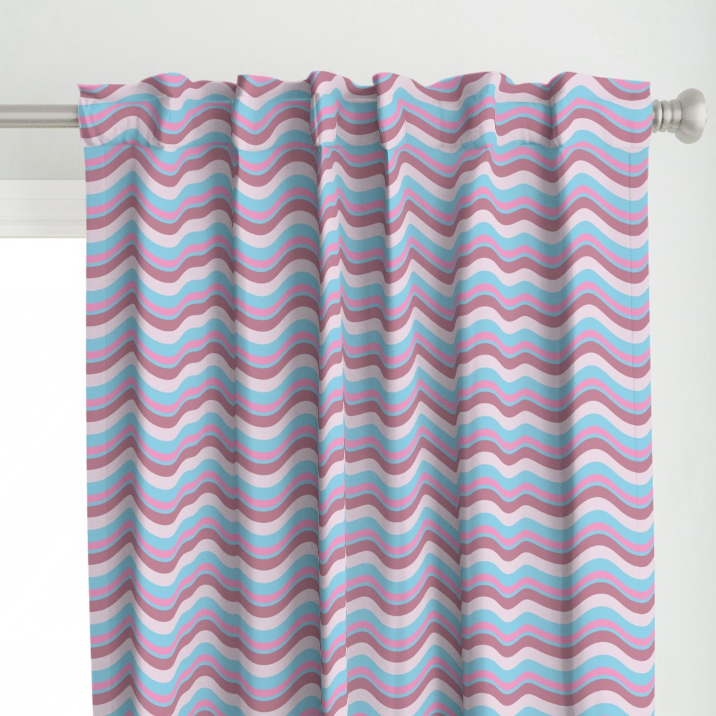 Ripple Wavy Retro Abstract Stripes in Blue Pink Mauve - UnBlink Studio by Jackie Tahara