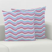 Ripple Wavy Retro Abstract Stripes in Blue Pink Mauve - UnBlink Studio by Jackie Tahara