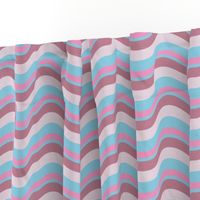 Ripple Wavy Retro Abstract Stripes in Blue Pink Mauve - UnBlink Studio by Jackie Tahara