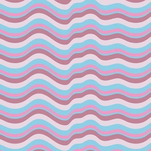 Ripple Wavy Retro Abstract Stripes in Blue Pink Mauve - UnBlink Studio by Jackie Tahara