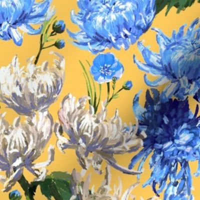 Mums | Blue + Cream on Yellow