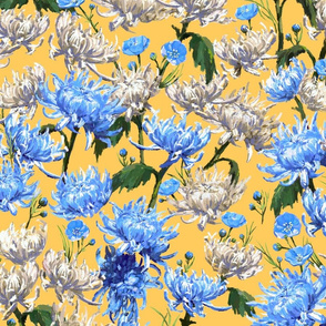 Mums | Blue + Cream on Yellow