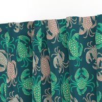 KING CRABS Summer Coastal Ocean Beach Sea Crustacean in Coast Kelly Green Teal Pink Blue Neutrals - MEDIUM Scale - UnBlink Studio by Jackie Tahara