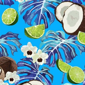 Lime Coconut Orchids Blue