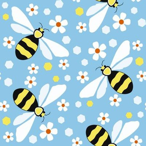 Bees on Blue