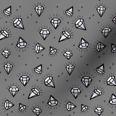 Coloured Diamonds on Grey - Tiny Scale