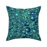 Peacock Circles in Green - LARGE