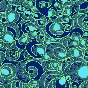 Peacock Circles in Green - LARGE