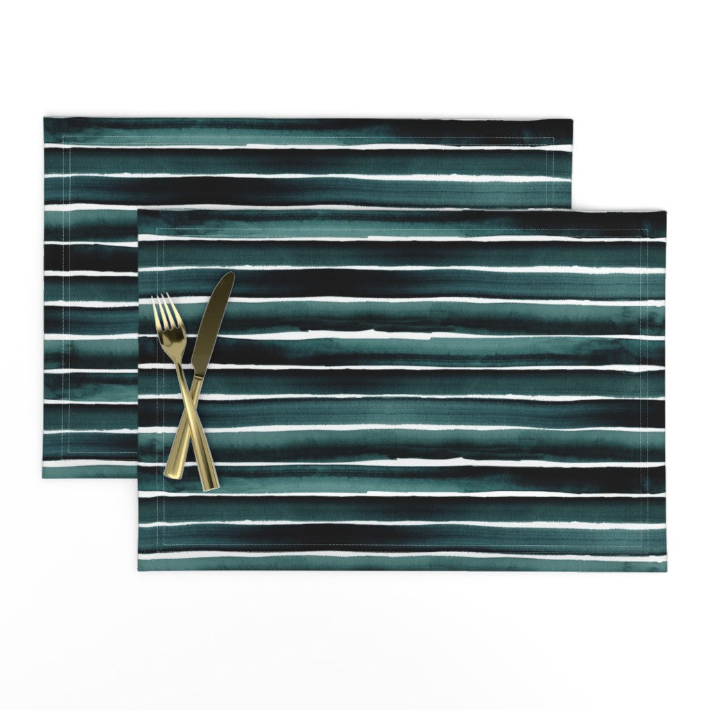 ocean watercolor stripe-deep blue green