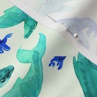 Watercolor Whale Pod