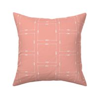 Coral Pink and White Squares  With Diamonds