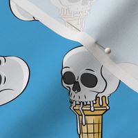 skull ice cream cones - toss on blue - LAD19