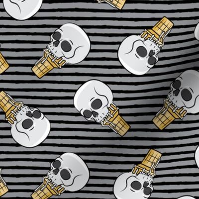 skull ice cream cones - toss on dark grey and black stripes - LAD19