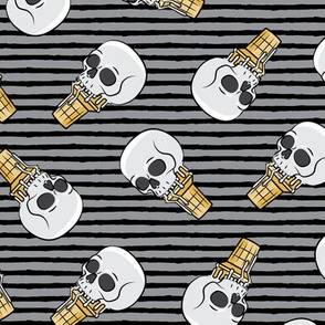 skull ice cream cones - toss on dark grey and black stripes - LAD19