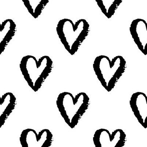 valentines hearts - medium scale black and white 
