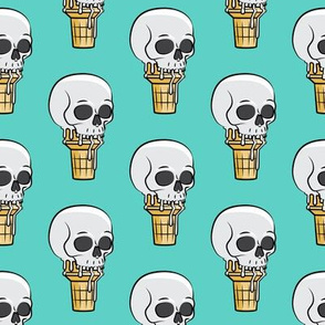 skull ice cream cones - teal - LAD19
