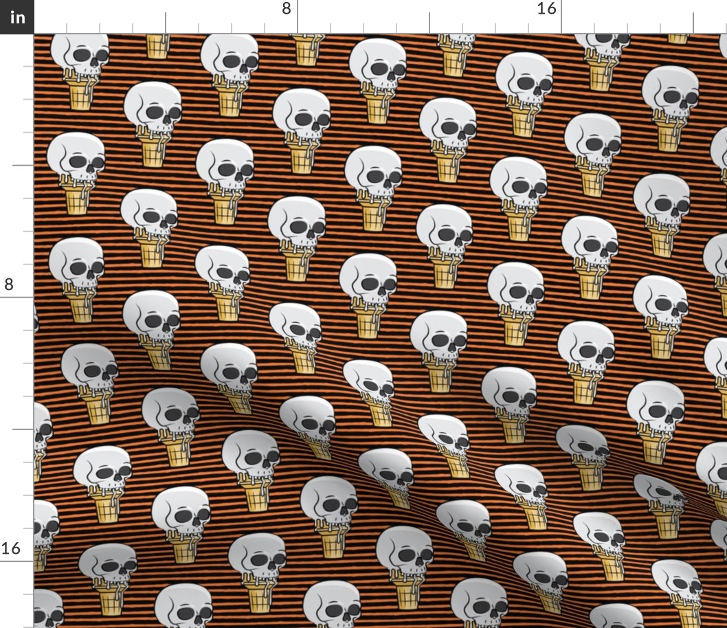 skull ice cream cones - black and orange stripes - LAD19