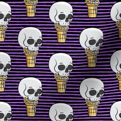 skull ice cream cones - black and purple stripes - LAD19