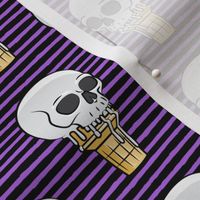 skull ice cream cones - black and purple stripes - LAD19
