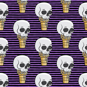 skull ice cream cones - black and purple stripes - LAD19