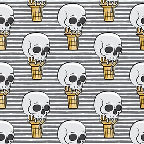 skull ice cream cones - grey stripes - LAD19