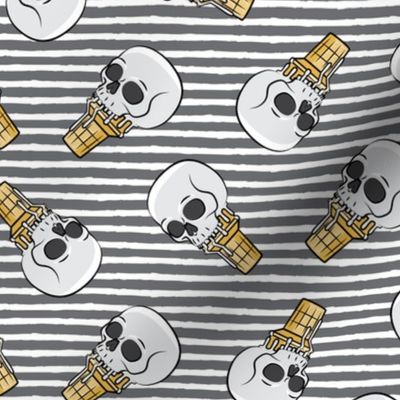 skull ice cream cones - toss on grey stripes - LAD19