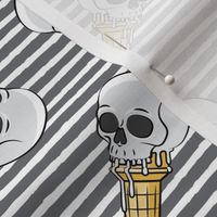 skull ice cream cones - toss on grey stripes - LAD19