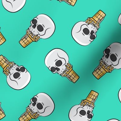 skull ice cream cones - toss on teal - LAD19